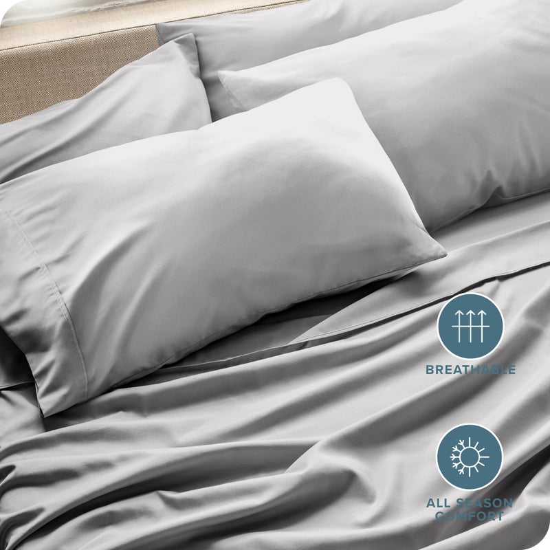 Bare Home أغطية وسائد ميكروفايبر من بار هوم - مجموعة كينغ من 4 - أغطية وسائد تبريد - مصقولة مزدوجة - أغطية وسائد رمادية فاتحة 4 قطع - سهلة العناية (كينغ - 4 قطع، رمادي فاتح) - Image 5